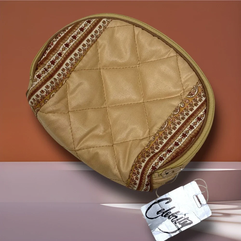 Vtg Celebrity Quilted Cosmetic Bag NWT Cottagecore Prairie Travel Makeup Pouch